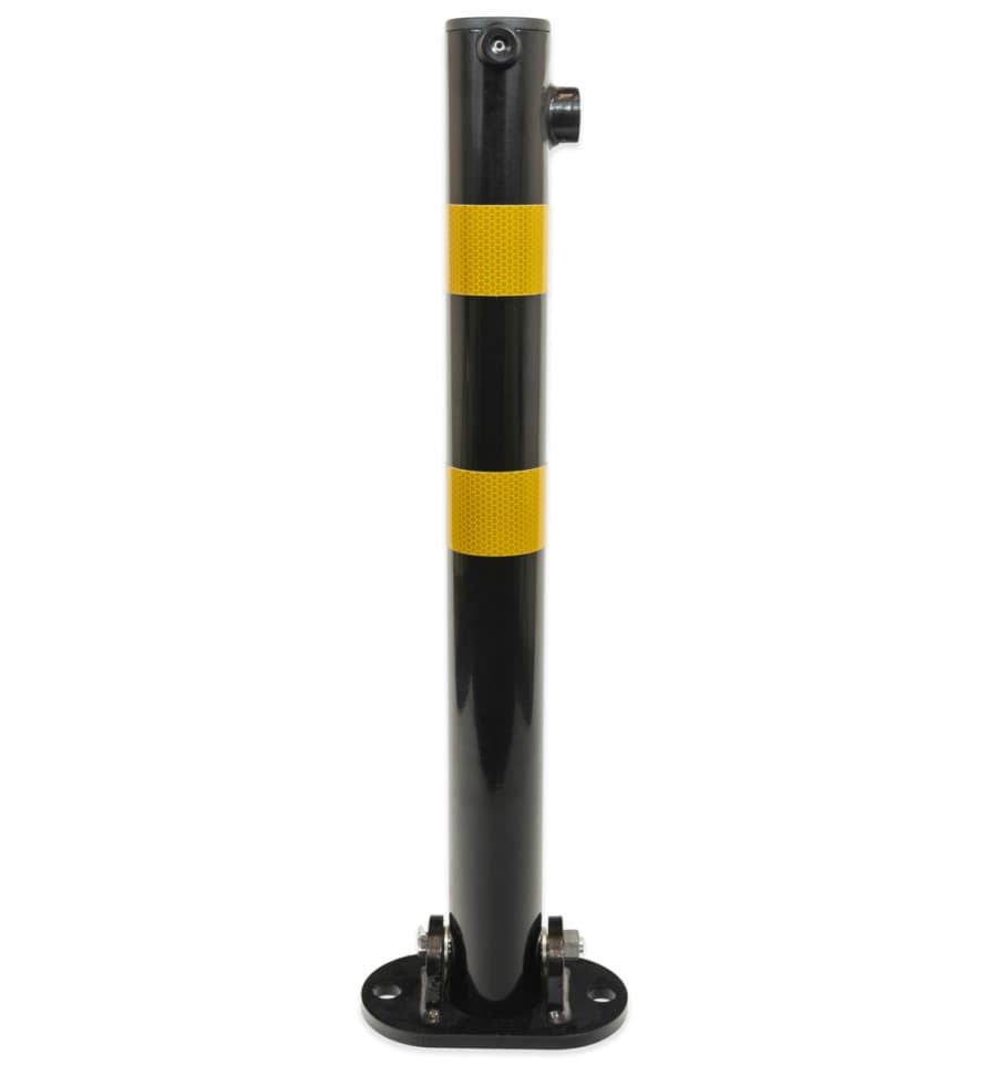 610 Black Fold Down Parking Post with Yellow Reflective Bands 3