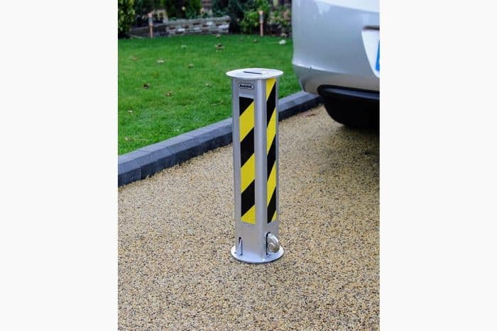 Driveway bollard preventing keyless relay car theft in Liverpool Merseyside