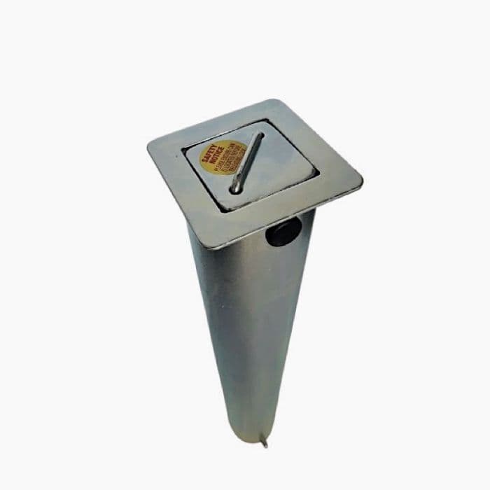 SS1 Square Telescopic Security Bollard - Zinc Plate with Stainless Steel Disc Lock 4